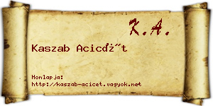 Kaszab Acicét névjegykártya